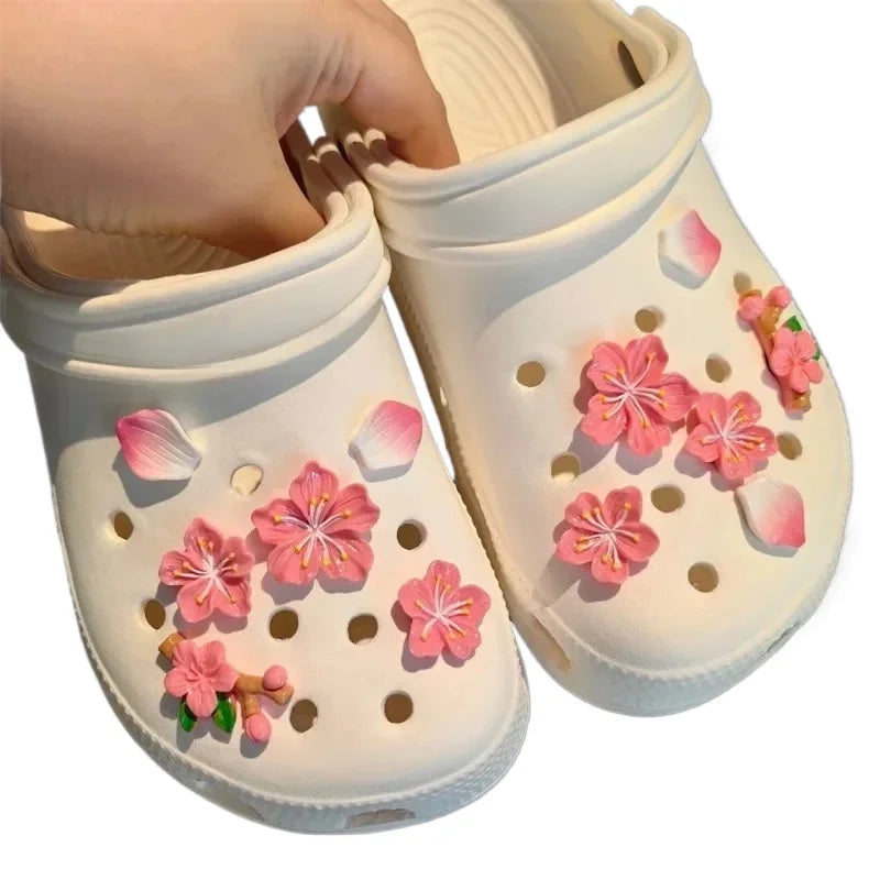 3D Cherry Blossom Shoe Charms Set