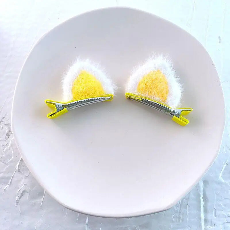 2PCS Plush Cat Ear Hair Clips for Kids