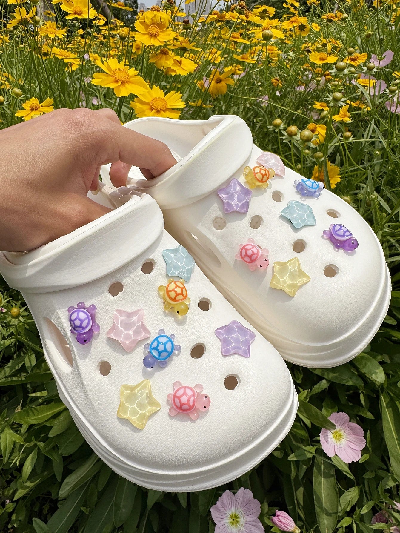 16pcs Colorful Shoe Charms Turtle & Star DIY Decorations