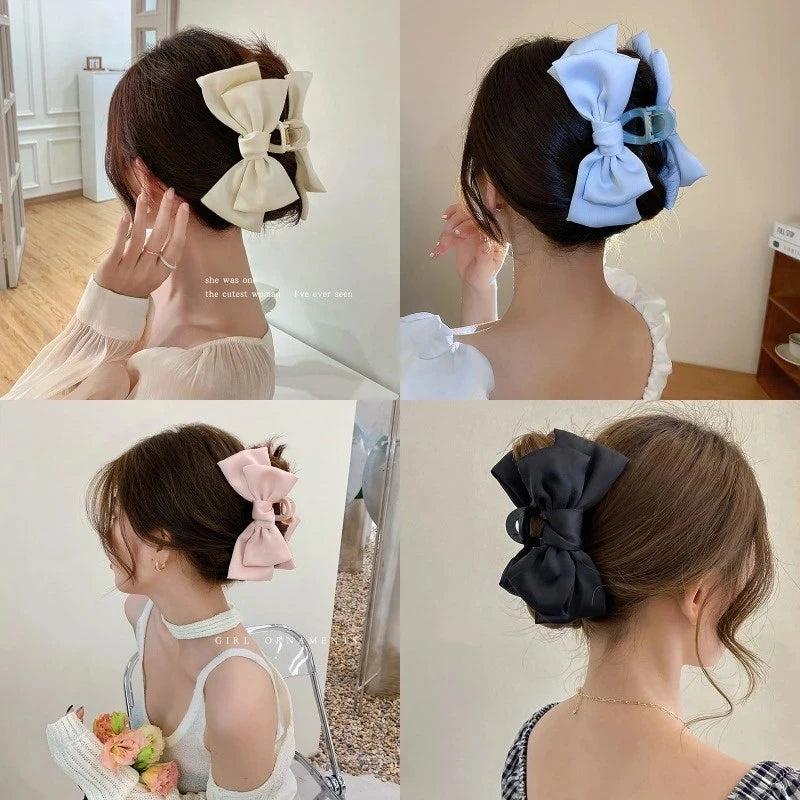Korean Style Satin Bow Hair Clip for Women