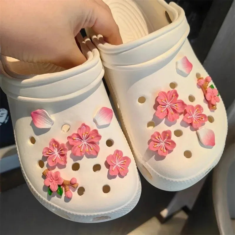 3D Cherry Blossom Shoe Charms Set
