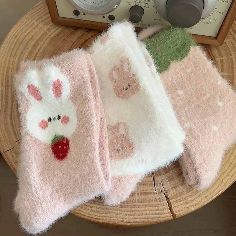 3 Pairs Women Cozy Bunny Winter Socks