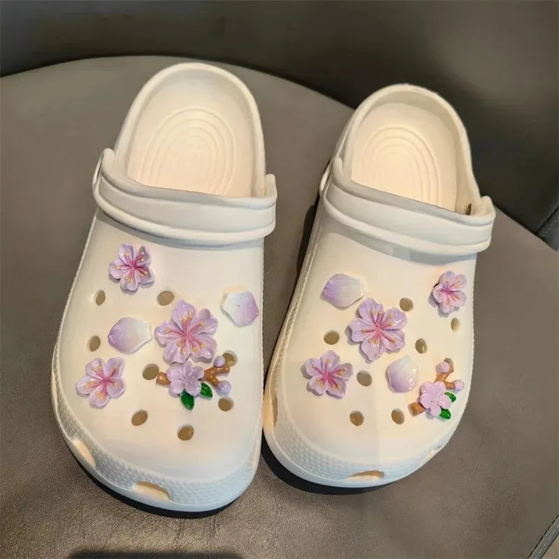 3D Cherry Blossom Shoe Charms Set